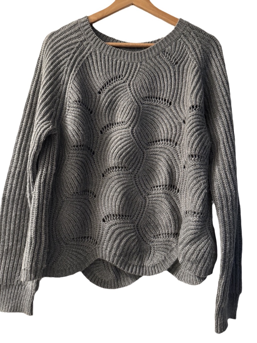 A New Day Gray scalloped edge cozy sweater L